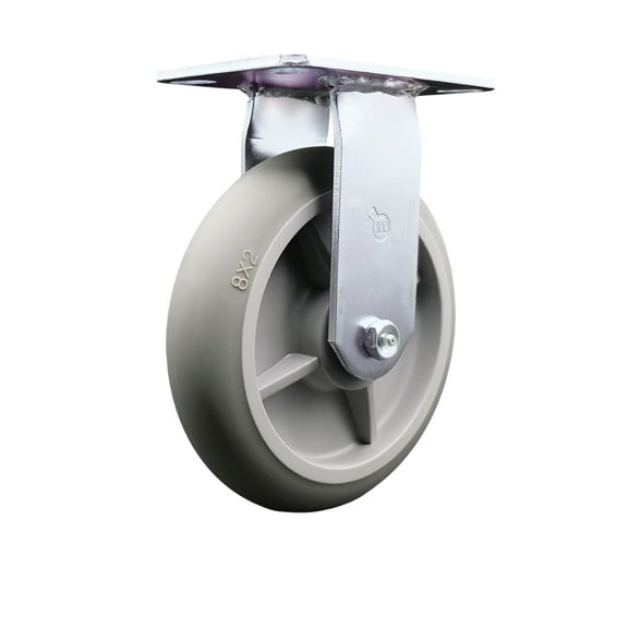 8 Inch Heavy Duty Top Plate Thermoplastic Rubber Rigid Caster with Ball Bearing