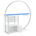 thumbnail image 4 of Pemberly Row Circular LED Wood Home Bar with Wine Storage White High Gloss, 4 of 20