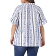 thumbnail image 4 of DARING DIVA Women's Plus V Neck Floral Print Summer Shirt Loose Fit Blouses 1X Blue, 4 of 6