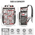 thumbnail image 3 of Travel Cooler Bag - Red and White Striped Baseballs Pattern Camping Beer Cooler Backpack with Bottle Opener- Waterproof Insulated Picnic Backpacks - Cooler Bag for Beach, 3 of 6