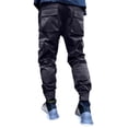 thumbnail image 4 of Men's Reflective Cargo Pants - Drawstring Waist for Nighttime Outings & Streetwear Black L, 4 of 4