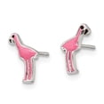 thumbnail image 2 of 925 Sterling Silver Polished Enamel Pink Flamingo Post Earrings 11x6mm Wide Stud Earring for Women, 2 of 4