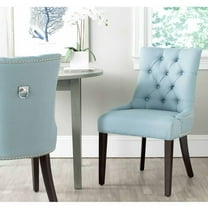 SAFAVIEH Harlow Glam Tufted Ring Chair with Silver Nailheads, Set of 2, Light Blue