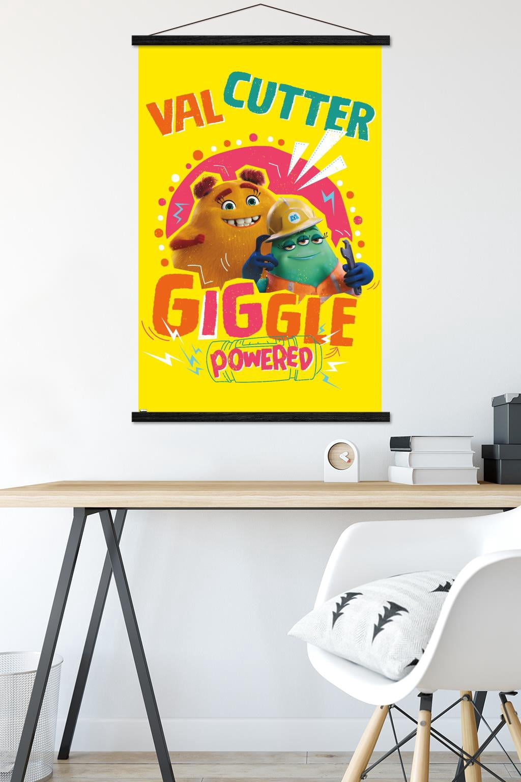 Disney Monsters at Work - Giggle Wall Poster with Wooden Magnetic Frame, 22.375" x 34"