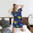 thumbnail image 2 of Vsdgher Dinosaurs Pattern Womens Pajamas 2 Piece Short Sleeve Sleepwear Set,Summer Soft Pajamas Set Casual Lounge Sets, 2-Piece Pj -3X-Large, 2 of 7