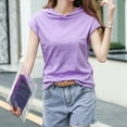 thumbnail image 4 of Summer Hooded T-Shirts Womens Cap Sleeve Hoodies T Shirts Trendy Loose Casual Petite Tops Loungewear Purple, S, 4 of 7