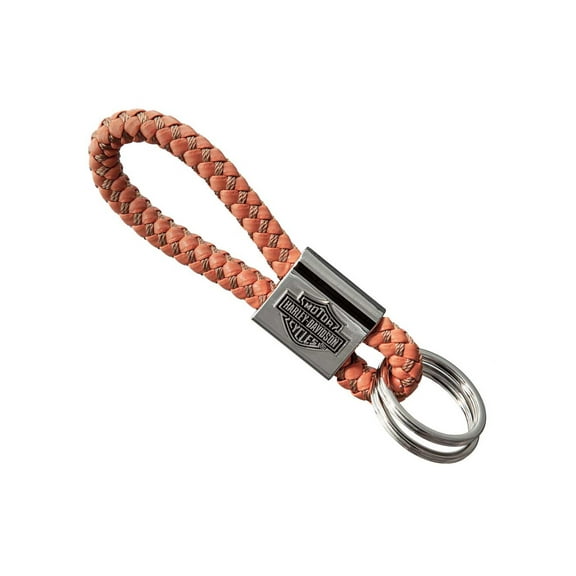 Harley-Davidson Bar & Shield Logo Vinyl Braided Strap Key Chain - Orange, Harley Davidson