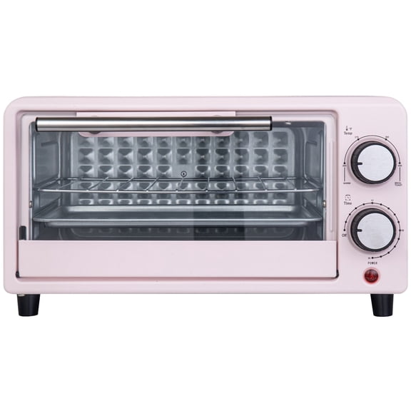 Kitchen Elite Compact Countertop Toaster Oven with Stainless Steel Tray, Pink