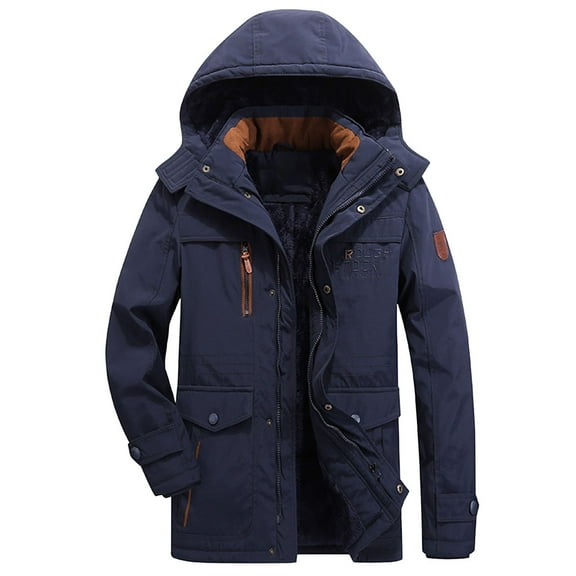 ANINEO Men Winter Jacket Padded And Thickened Loose Casual Style With Pockets Jacket Coats Long Sleeve Solid Color Male Outwear