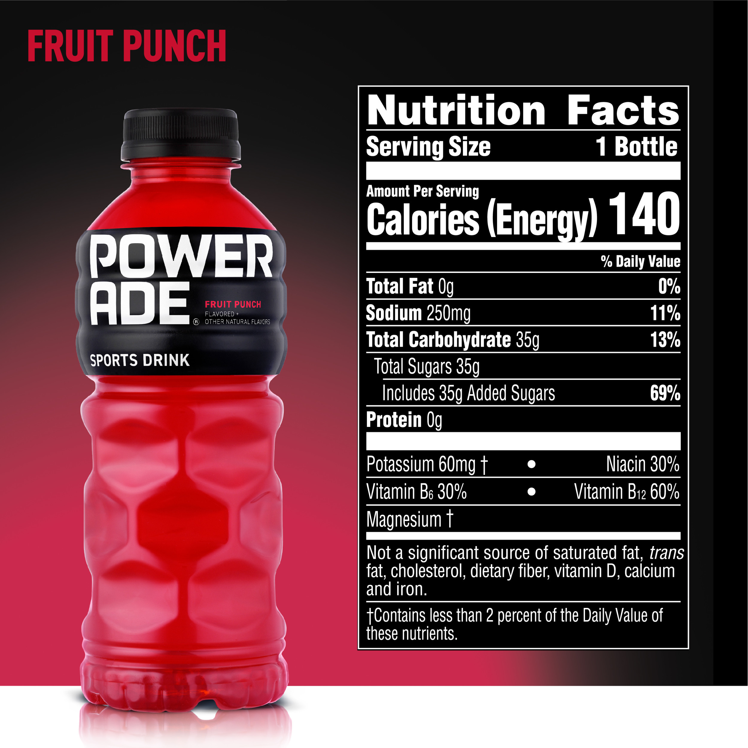 POWERADE Electrolyte Enhanced Fruit Punch Sport Drink, 20 fl oz, Bottle