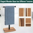 thumbnail image 5 of Hand Towel Holder, T-Shape Hand Towel Stand for Bathroom, Hand Towel Rack Bar Standing for Vanity Kitchen Countertop, Metal (14IN-Wooden Base, Black), 5 of 9