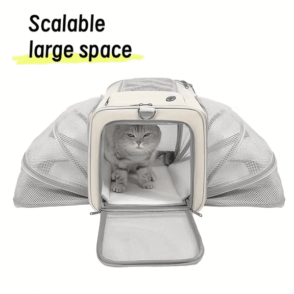 Expandable Pet Carrier Backpack, Breathable Mesh Design, Hands-Free Cat & Dog Travel Bag For Outdoor Hiking, Vet Visits & Daily Walks
