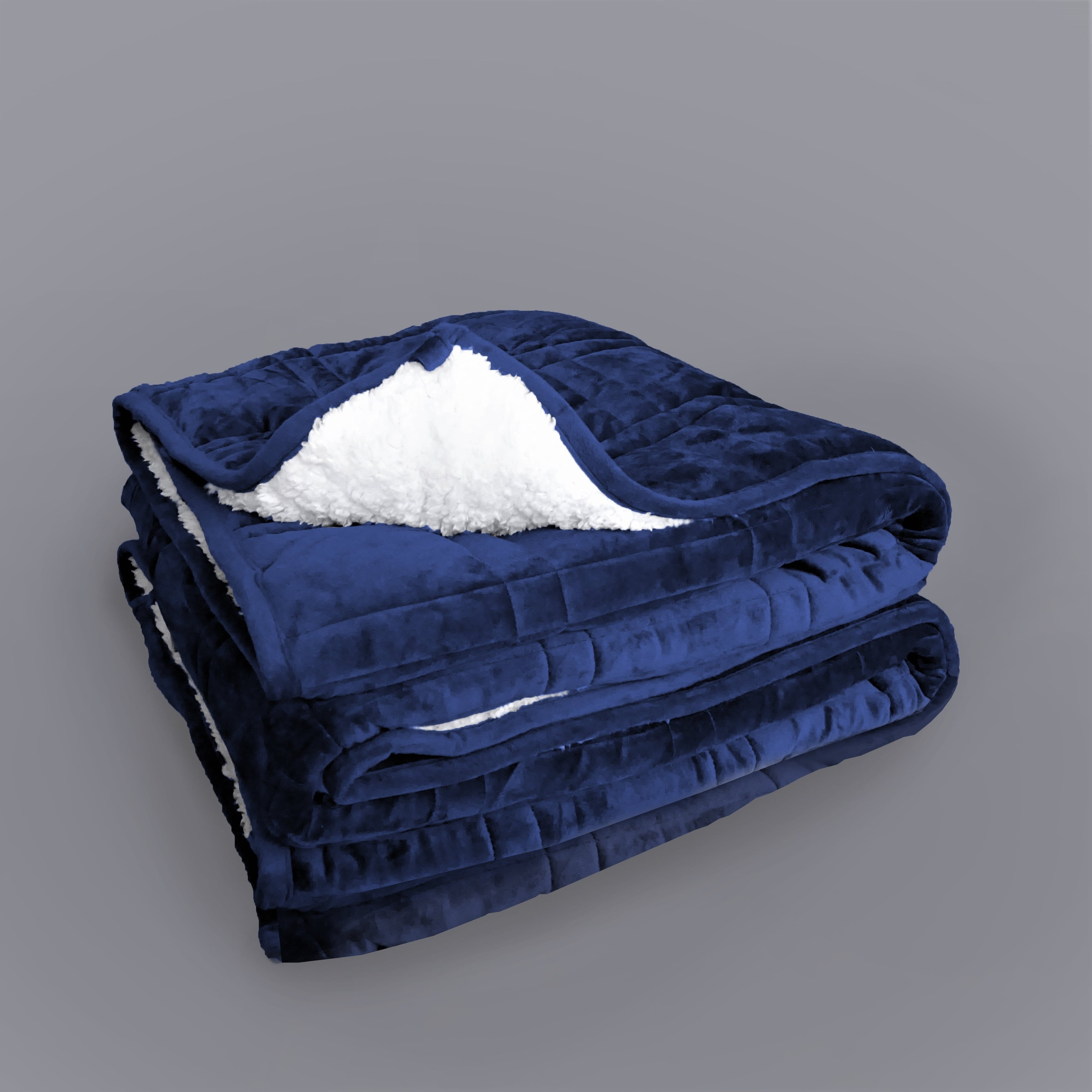 Sherpa Fleece P&R Weighted Blanket - Luxuriously Soft, Cozy, Warm Grey/Sherpa White 60"x80"- 15lb