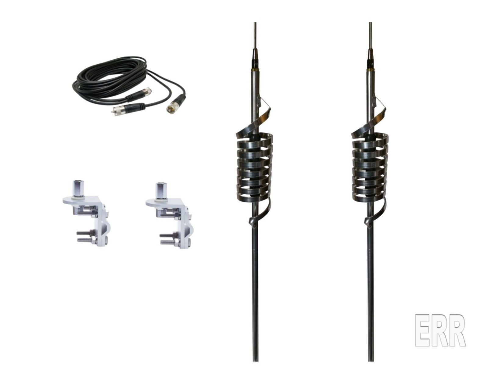DUAL Monkey Made CB Radio Antennas, LONG Shaft,12FT DUAL COAX, BRACKETS