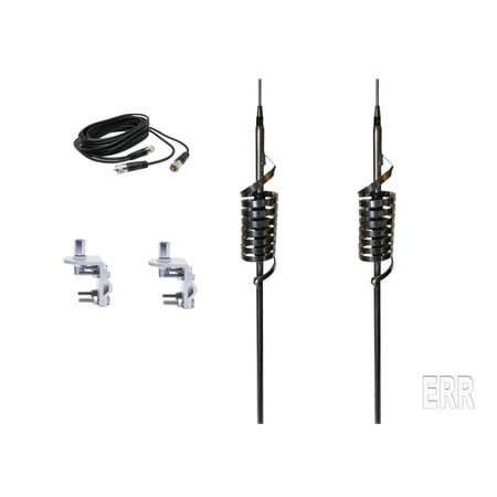 DUAL Monkey Made CB Radio Antennas, LONG Shaft,12FT DUAL COAX, BRACKETS AND STUD