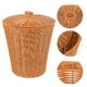 thumbnail image 3 of Cesta de almacenamiento de ratán sintético con tapa, cesta redonda para basura para dormitorio, 3 of 8