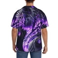 thumbnail image 3 of Gukieu Purple Pattern White Tiger Print Men's Short-sleeved Shirts, Button-down Pocket Shirts, T-shirts, Beach Vacation Travel Summer Clothing-X-Large, 3 of 5