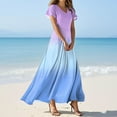 thumbnail image 2 of vigerkar Women's Dresses 2025 V Neck Short Sleeves Swing Elegant Long Maxi Dress Sky Blue, S, 2 of 7