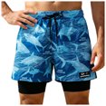 thumbnail image 4 of PFWOWB Mens Board Shorts with Compression Liner Solid Black Swim Trunks Drawstring Beachwear, 4 of 4