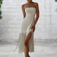 thumbnail image 4 of Robe Tube Sexy pour Femmes avec Franges Robe Cocktail Fendue Unie Vestidos de Soirée, 4 of 7