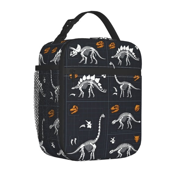 Dinosaurs Skeleton Lunch Bag Reusable Insulated Lunch Box For Women Men Waterproof Lunch Tote Thermal Cooler Lunch Tote Bag For Work Office Travel Picnic
