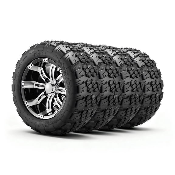 VEVOR Golf Cart Wheels, 12" 20x10-12 Black Aluminum Alloy Golf Cart Tires and Wheels Combo (Set of 4) Fit Club Car, EZGO, Yamaha, 4 Ply Rubber 4-Lug Lawn Mower Tires & Rims, 800 lbs Load, All-Terrain