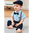 thumbnail image 4 of CARETOO Baby Boy Outfit Newborn Infant Clothes Short Sleeve Dress Romper Suspender Pants Bowtie Hat, 4 of 15