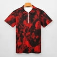 thumbnail image 3 of Red Black Red And Black Ink, Abstract Art Men Zipper T-shirt Summer Casual Short Sleeve T-shirt Top, 3 of 7