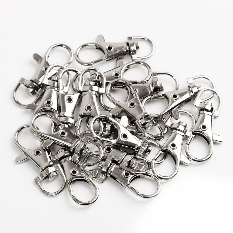20pcs Metal Silver Keyring Lobster Claw D Ring Keychain Hooks For