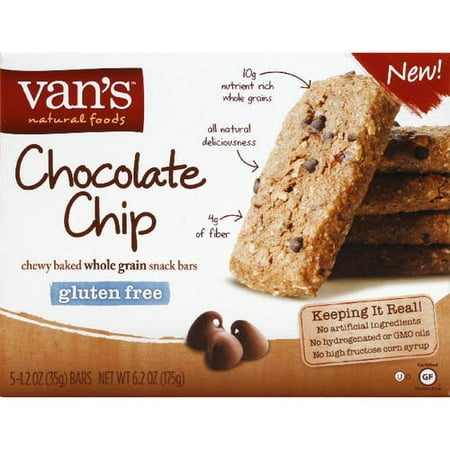 Van's Natural Foods Gluten Free Chocolate Chip Snack Bars, 1.2, oz, 5 count, (Pack of