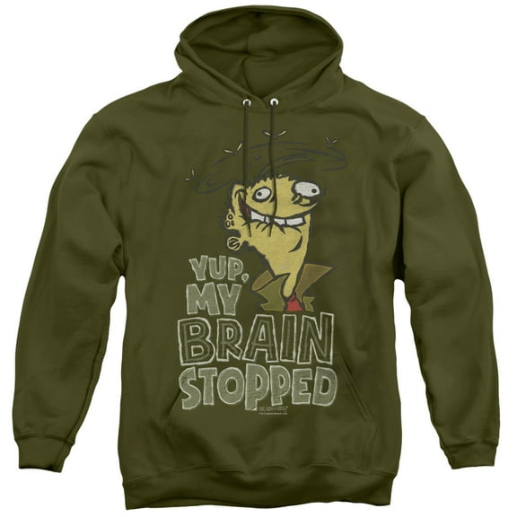 Ed Edd N Eddy Brain Dead Ed Adult Pullover Hoodie Sweatshirt Military Green