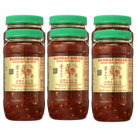 Sambal Oelek Ground Fresh Chili Paste, 18 oz (Pack of 6)
