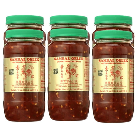 Sambal Oelek Ground Fresh Chili Paste, 18 oz (Pack of 6)