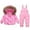 Pink3, variant on lnmuld Two Piece Girls Insulated Snowsuit Set Warm Winter Padded Overalls with Hooded Coat for Outdoor Cold Weather Adventures Size:5-6 Years