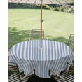 thumbnail image 3 of Outdoor Tablecloth with Umbrella Hole Zipper Blue Striped Round Tablecloth 54" Waterproof Outside Table Cloth Modern Simple Farmhouse Beige Vintage Patio Table Cover Tablecloths for Picnic Party, 3 of 8