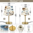 thumbnail image 2 of Modern Minimalist Cone Desk Lamp Antique Bronze Base & Linen Shade Bedside Table Lamp for Bedroom Living Room, Office, Dorm Soft Blue Flowers Medium, 2 of 8