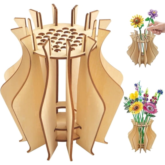 Wooden Vase for Flowers, Vase Building Set for Roses, Wooden Puzzle Flower Vase for Flower Bouquet Building Set, Gift for Flower Lovers