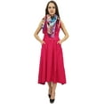 thumbnail image 2 of Bimba Womens Designer Rayon Dress With Pockets Solid Crimson Maxi With Scarf - 14, 2 of 5