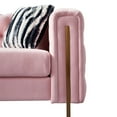 thumbnail image 6 of Modern Chesterfield Velvet Sofa with Gold Metal Legs & Tufted Design, High-Density Foam & Solid Wood Frame, 84.25" W Pink Living Room Couch with Removable Cushions & 2 Included Pillows, 6 of 9