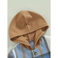 thumbnail image 5 of Bagilaanoe Toddler Baby Boy Girls Hooded Jacket Plaid Long Sleeve Single-Breasted Shacket Coat with Pockets 1T 2T 3T 4T 5T 6T Kids Fall Casual Outwear, 5 of 8