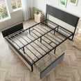 thumbnail image 4 of Cadre de Lit avec Tête de Lit et 2 Tiroirs de Rangement, Base de Matelas Plateforme Pleine Rembourrée avec Lattes en Acier, Grand Rangement sous le Lit, Aucun Sommier Requis, 4 of 4