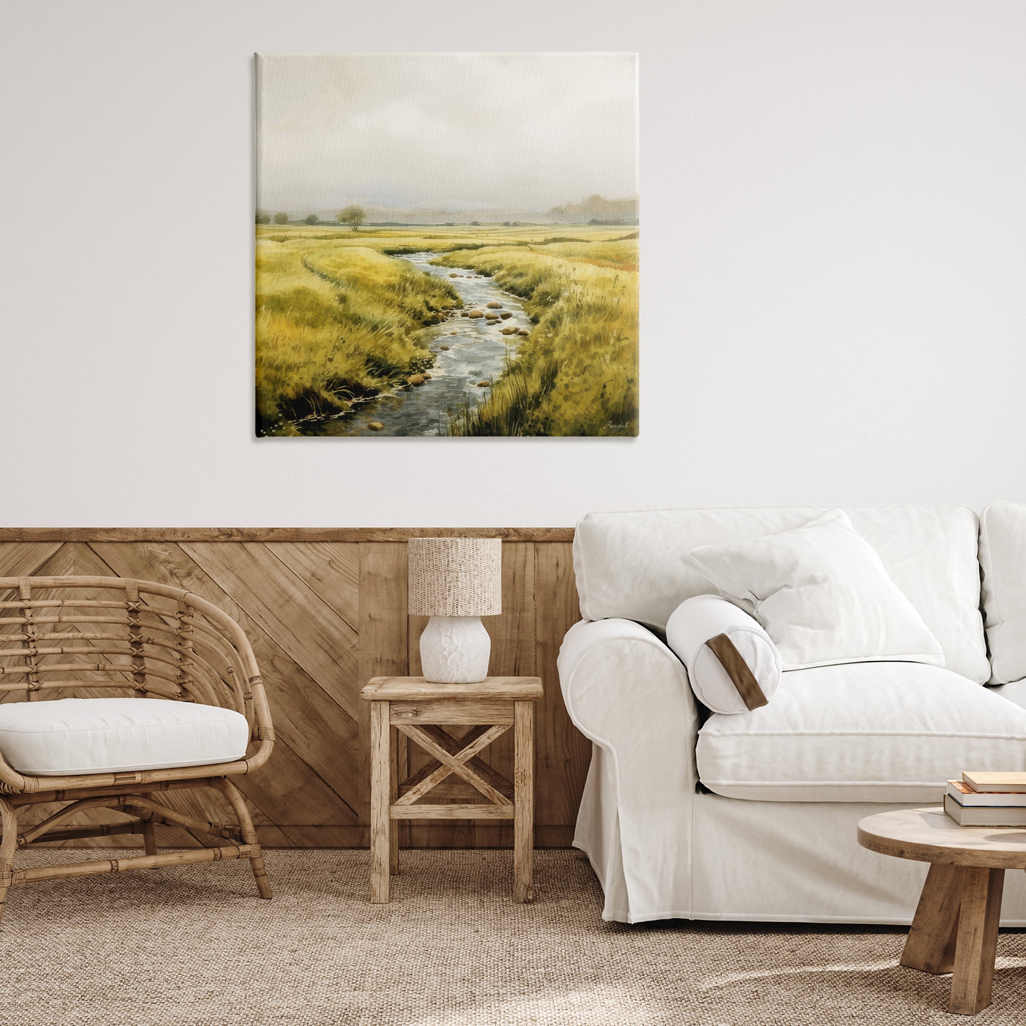 Stupell Industries Calming Horizon River Landscape & Nature Painting Wrapped Canvas Art Print Wall Art, 36 x 36