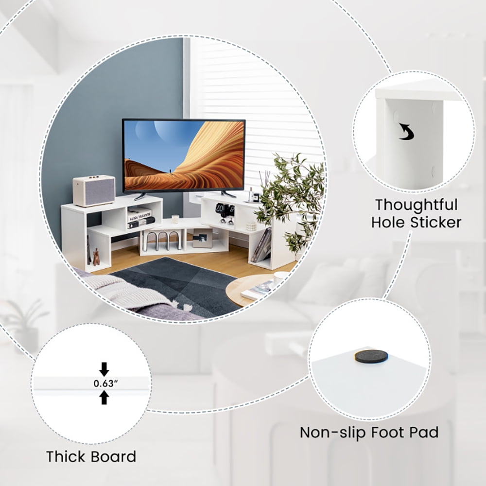Finihen TV Stand, TV Cabinet, 3 Pieces Adjustable TV Stand for TVs up to 65 Inch with Shelves, for Living Room, Bedroom, White