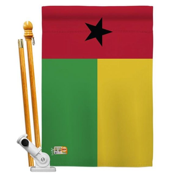 AA-CY-HS-140101-IP-BO-D-US18-AG 28 x 40 in. Guinea-Bissau Flags of the World Nationality Impressions Decorative Vertical Double Sided House Flag Set & Pole Bracket Hardware Flag Set