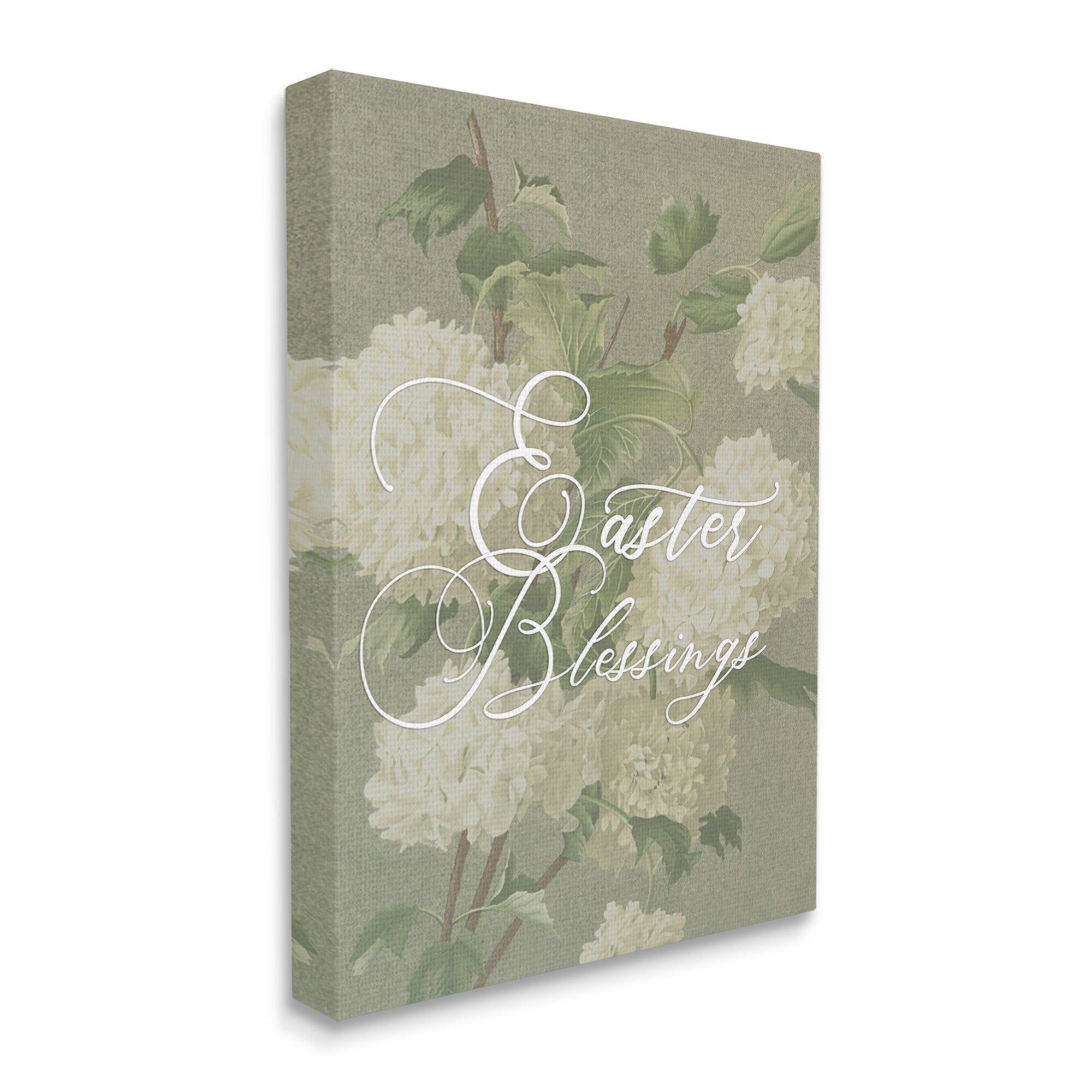 Stupell Industries Easter Blessings Sentiment Vintage White Hydrangea Florals Green, 30 x 40,Design by Daphne Polselli