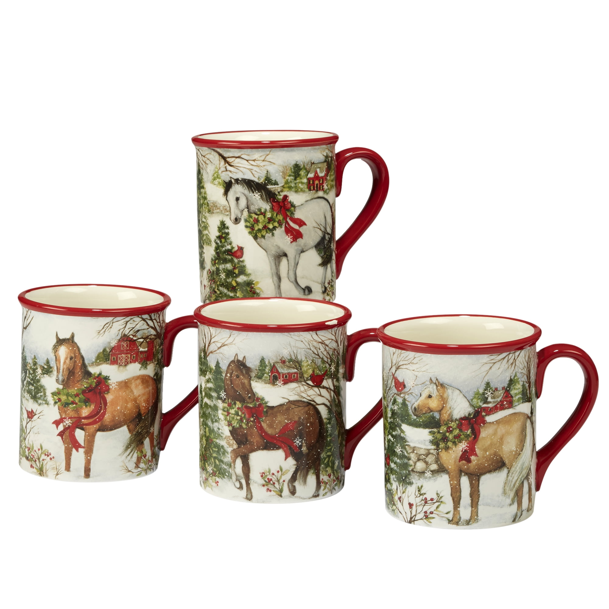 Coffee Ceramic Mug Funny Christmas Porcelain Tea Cup 18oz. Set of 4 Coffee Ceramic Mug Funny Christmas Porcelain Tea Cup 18oz. Set of 4