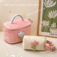 thumbnail image 5 of Bolsa de maquillaje de pana color crema con diseño de tulipán, de cera suave y decorativa, bolsa de maquillaje portátil de gran capacidad, 5 of 5