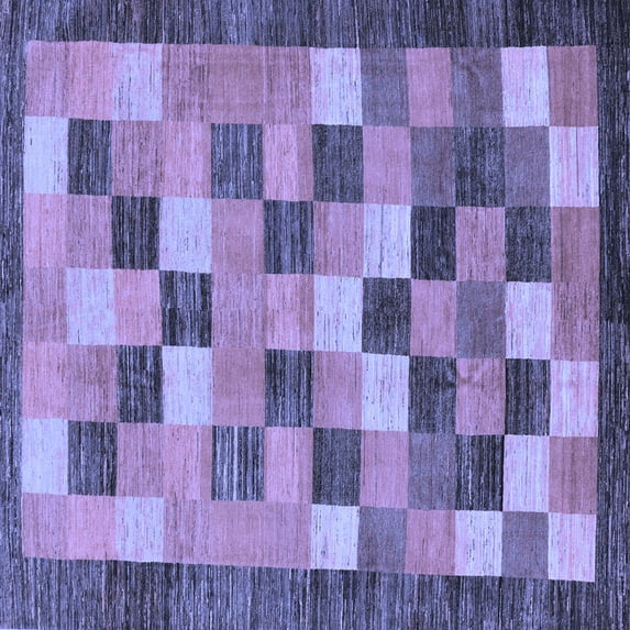 Ahgly Company Indoor Square Checkered Blue Modern Area Rugs, 8' Square