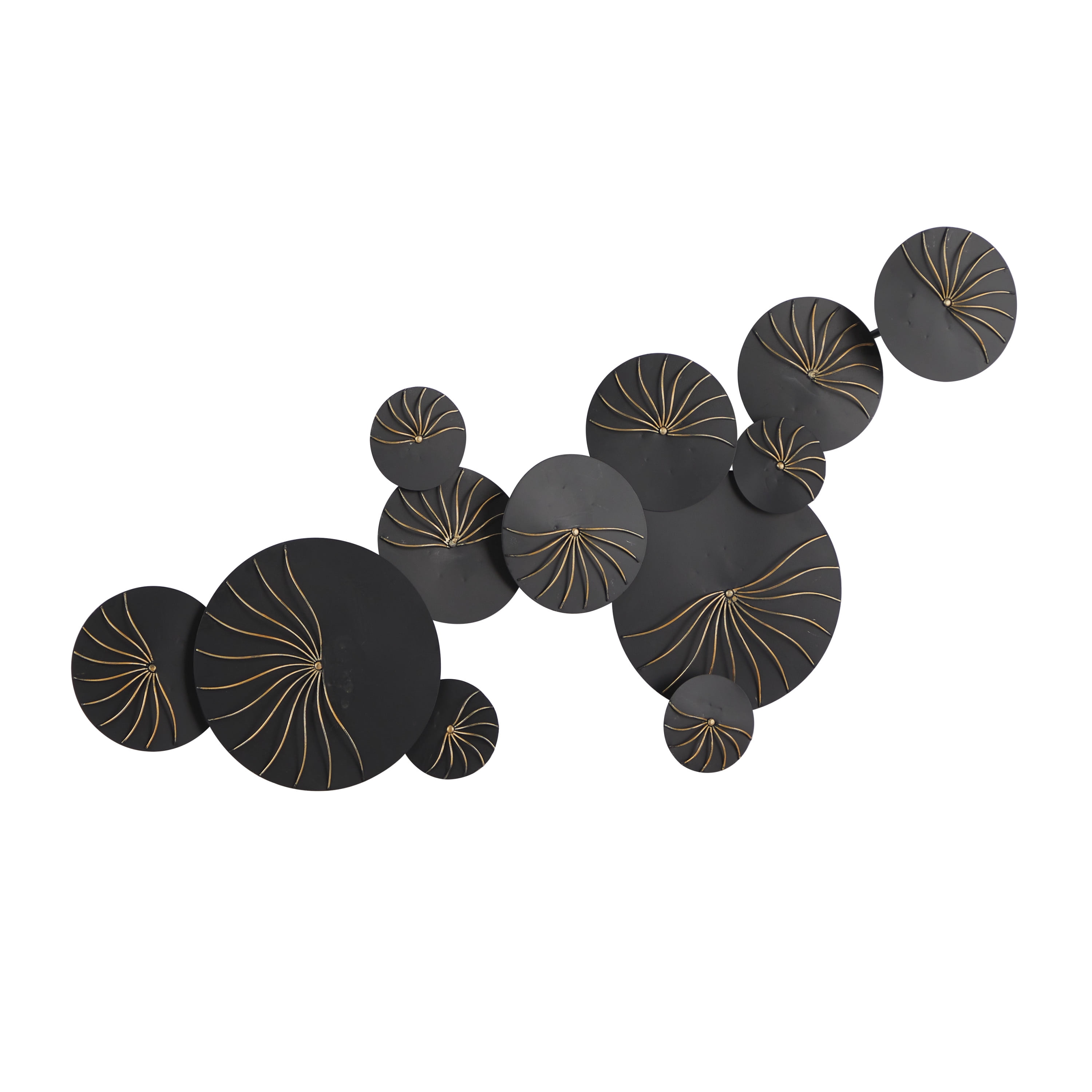 DecMode Black Metal Plate Wall Decor with Gold Accents