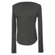 thumbnail image 3 of MHFRRA Camiseta Básica de Punto Acanalado para Mujer, Cuello Cuadrado, Manga Larga, Moda de Otoño, Informal, Elástica, Cómoda, para Niñas y Adolescentes Gris, 3 of 4